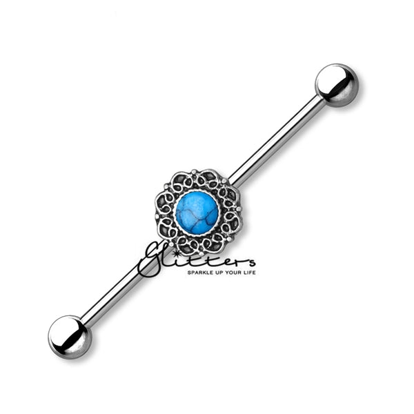 14GA 316L Surgical Steel Turquoise Industrial Barbells-Body Piercing Jewellery, Industrial Barbell-723-Glitters