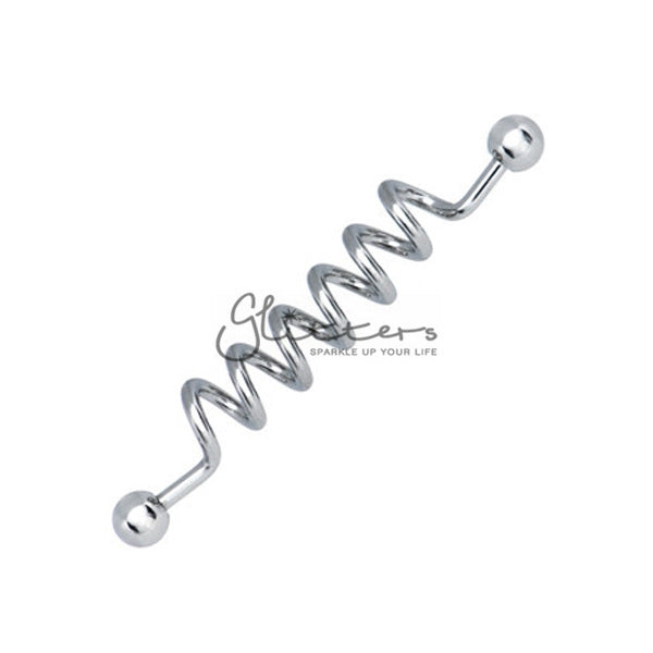 14GA 316L Surgical Steel Spring Industrial Barbells-Body Piercing Jewellery, Industrial Barbell-749-Glitters