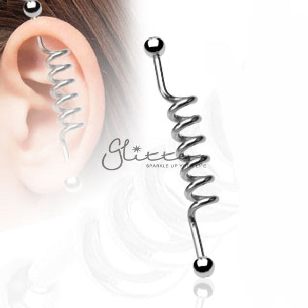 14GA 316L Surgical Steel Spring Industrial Barbells-Body Piercing Jewellery, Industrial Barbell-750-Glitters