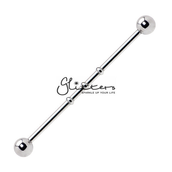 14GA 316L Surgical Steel Balls Notched Industrial Barbells-Body Piercing Jewellery, Industrial Barbell-759-Glitters