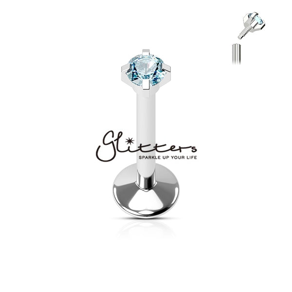 Surgical Steel Internally Threaded with Prong Set Gem Top Labret | Monroe | Cartilage | Tragus-Body Piercing Jewellery, Cartilage, Labret, Monroe, Tragus-917-Glitters