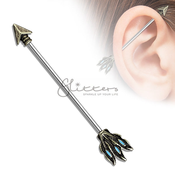 14GA Surgical Steel Tribal Arrow Industrial Barbells-Body Piercing Jewellery, Industrial Barbell-945-Glitters