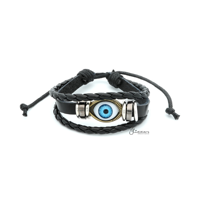 Multilayer Evil Eye Leather Bracelet-Bracelets, Jewellery, leather bracelet, Men's Bracelet, Men's Jewellery, Women's Bracelet, Women's Jewellery-BCL0140-1_1-Glitters