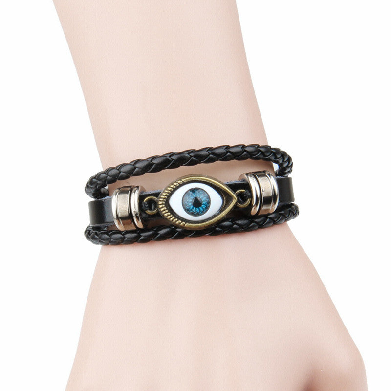 Multilayer Evil Eye Leather Bracelet-Bracelets, Jewellery, leather bracelet, Men's Bracelet, Men's Jewellery, Women's Bracelet, Women's Jewellery-BCL0140-4_1-Glitters