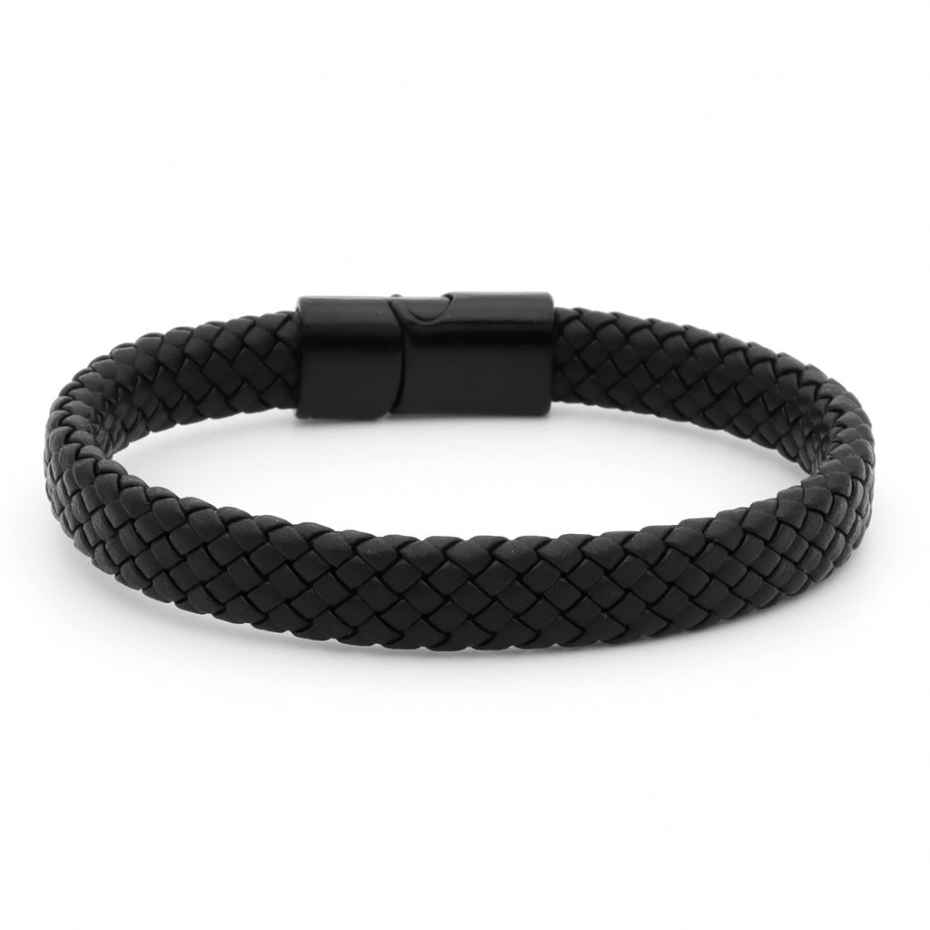 Classic Black Braided Leather Bracelet-Bracelets, Jewellery, leather bracelet, Men's Bracelet, Men's Jewellery-BCL0212-2_1-Glitters
