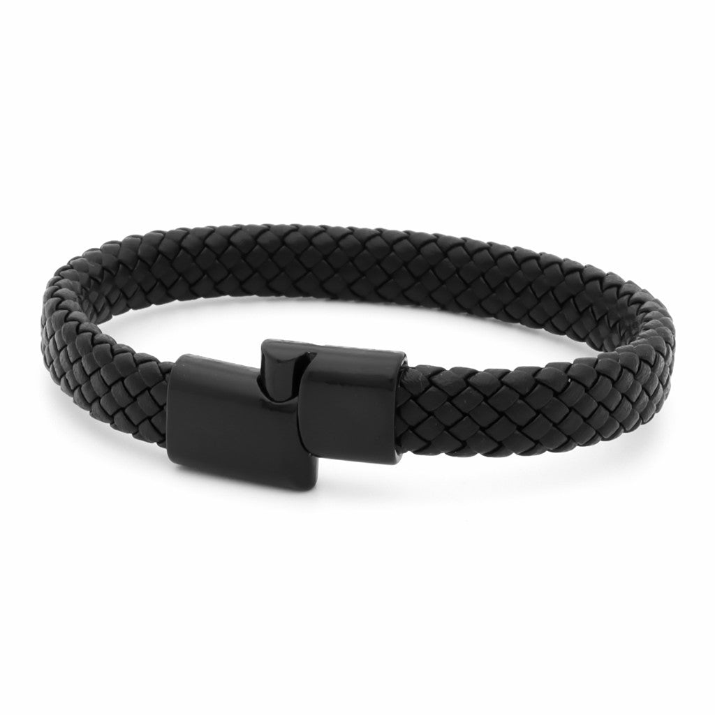 Classic Black Braided Leather Bracelet-Bracelets, Jewellery, leather bracelet, Men's Bracelet, Men's Jewellery-BCL0212-3_1-Glitters