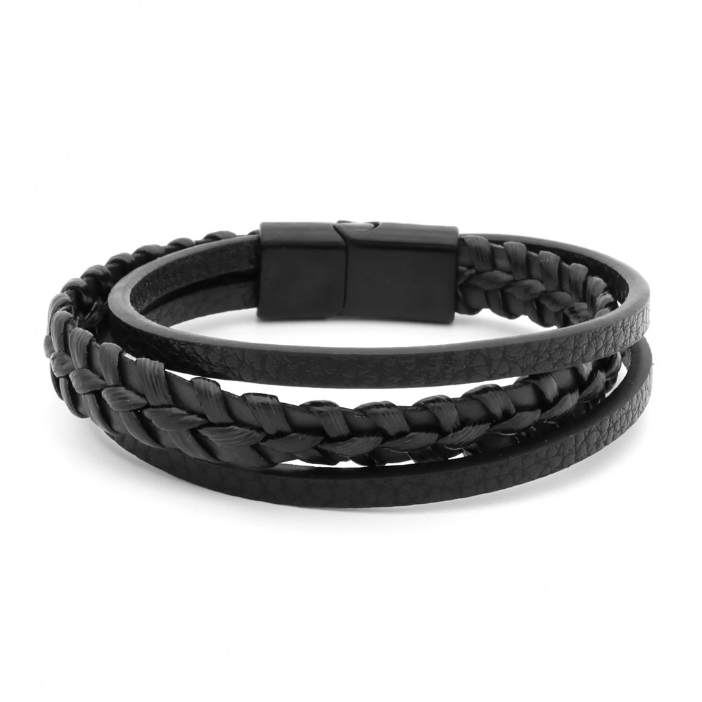 Black Multilayer Braided Leather Bracelet-Bracelets, Jewellery, leather bracelet, Men's Bracelet, Men's Jewellery-BCL0213-1_1-Glitters