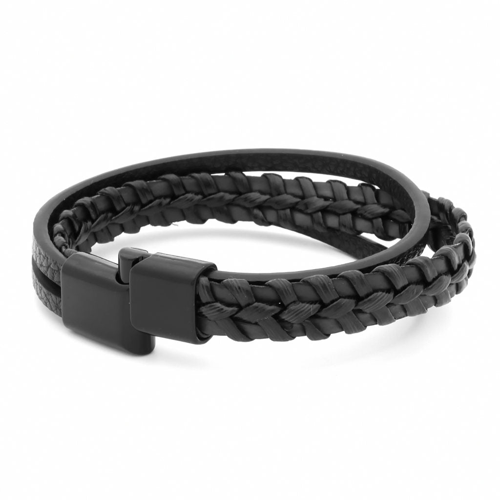 Black Multilayer Braided Leather Bracelet-Bracelets, Jewellery, leather bracelet, Men's Bracelet, Men's Jewellery-BCL0213-3_1-Glitters