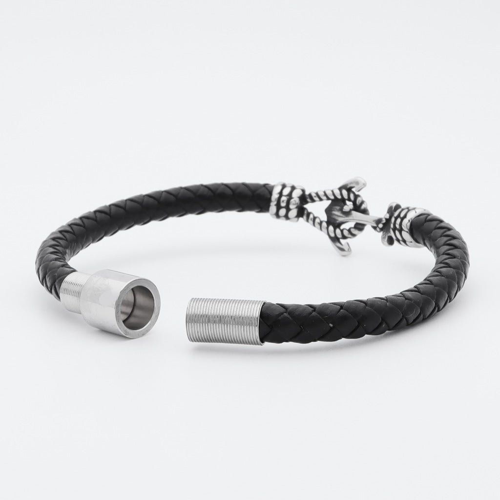Anchor Braided Leather Bracelet-Bracelets, Jewellery, leather bracelet, Men's Bracelet, Men's Jewellery, New, Women's Bracelet, Women's Jewellery-BCL0222-3_1-Glitters
