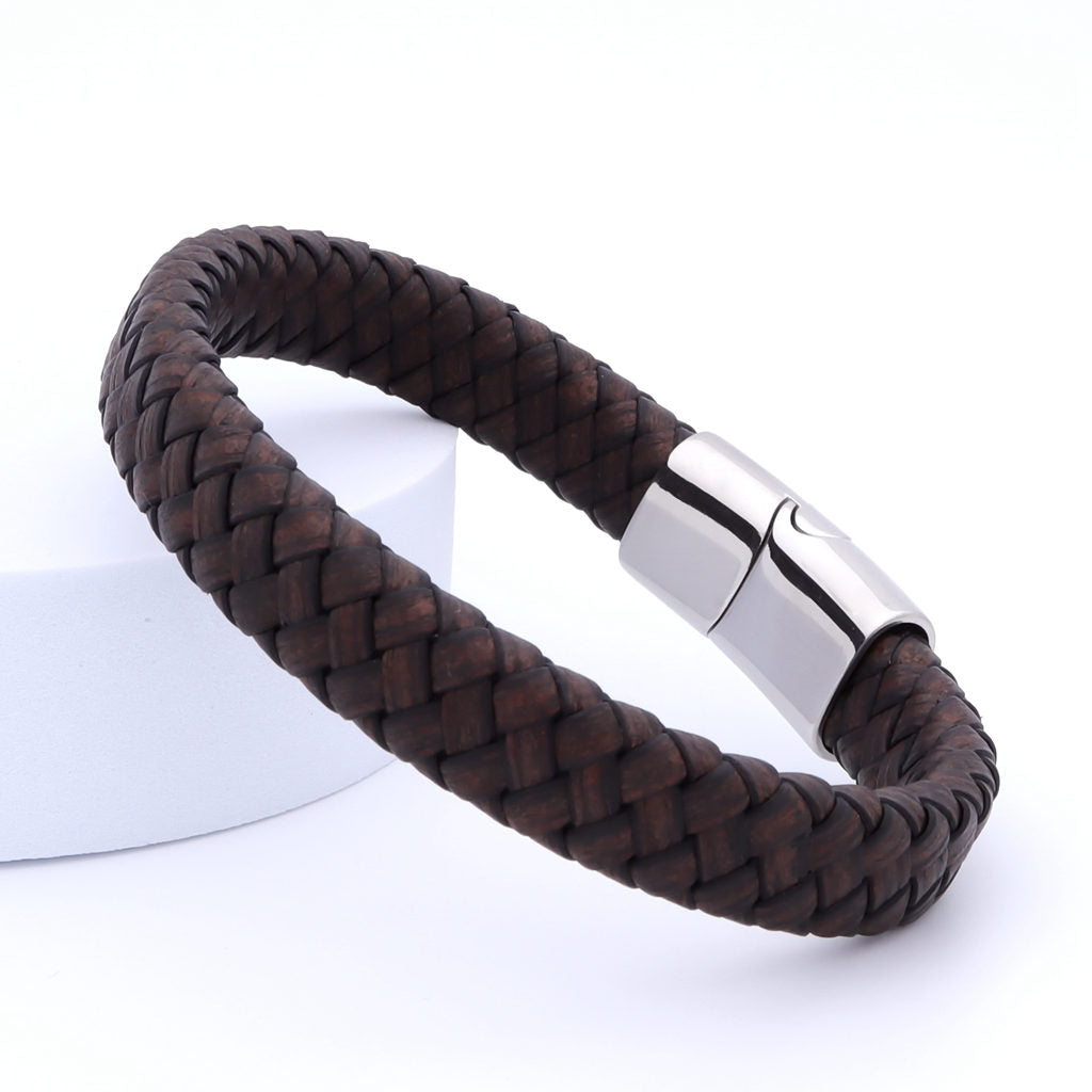 Classic Brown Braided Leather Bracelet-Bracelets, Jewellery, leather bracelet, Men's Bracelet, Men's Jewellery, New-BCL0235-3_1-Glitters