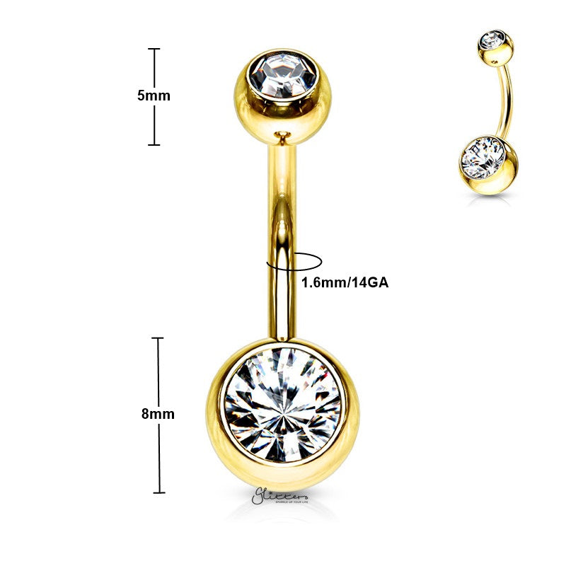 Gold I.P Double Gems Belly Button Navel Rings-Belly Ring, Body Piercing Jewellery-BJ0058-C_800_New-Glitters