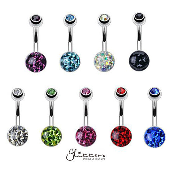 316L Surgical Steel Austrian Crystal Ball Belly Button Rings-Belly Ring, Body Piercing Jewellery, Crystal-BJ0162-1-Glitters