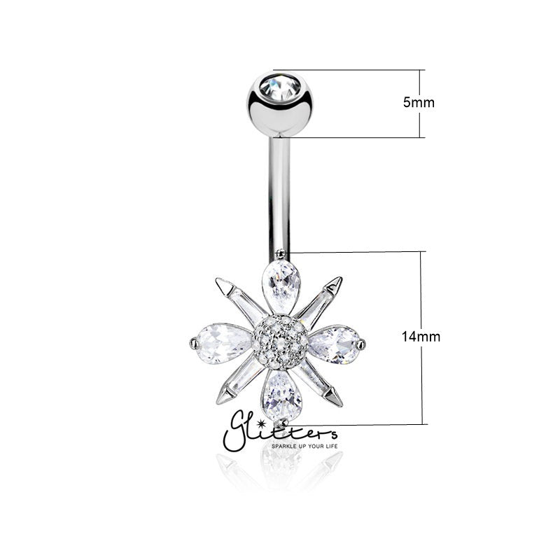 Barguette CZ and Pear CZ Clustered and CZ paved Ball Center Belly Button Navel Rings-Belly Ring, Body Piercing Jewellery, Cubic Zirconia-BJ0301-1_New_ea5e37fb-b605-4309-b846-2e1b8bc31f16-Glitters