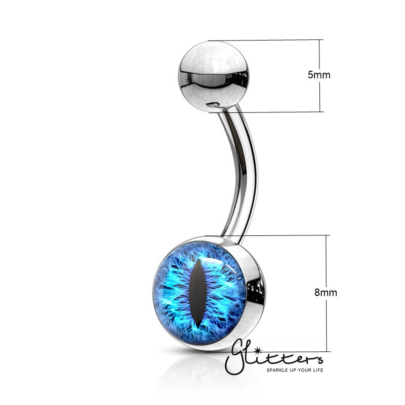 316L Surgical Steel Snake Eye Inlaid Belly Button Navel Ring - Blue-Belly Ring, Body Piercing Jewellery-BJ0302-1_New-Glitters