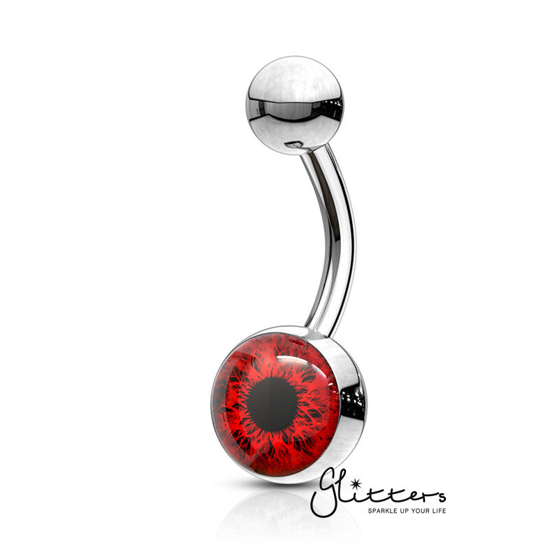 316L Surgical Steel Eye Inlaid Belly Button Navel Ring - Red-Belly Ring, Body Piercing Jewellery-BJ0303-2-Glitters