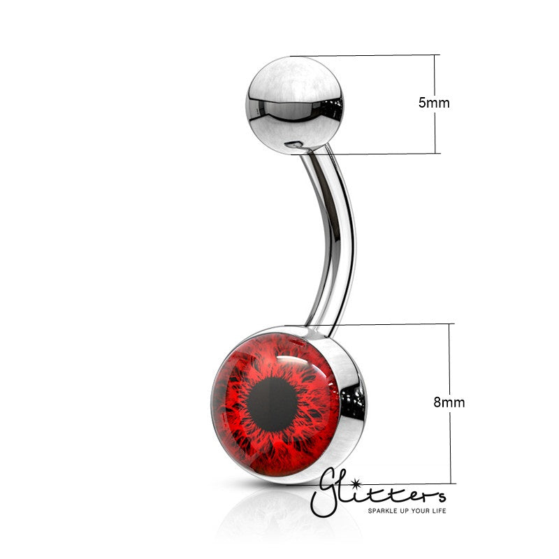 316L Surgical Steel Eye Inlaid Belly Button Navel Ring - Red-Belly Ring, Body Piercing Jewellery-BJ0303-2_New-Glitters