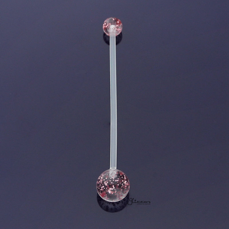 Glitters Acrylic Balls Pregnancy Bioflex Belly Button Ring - Pink-Belly Ring, Bio Flex, Body Piercing Jewellery, Cubic Zirconia, Pregnancy, Retainer-BJ0319-pink_800-Glitters