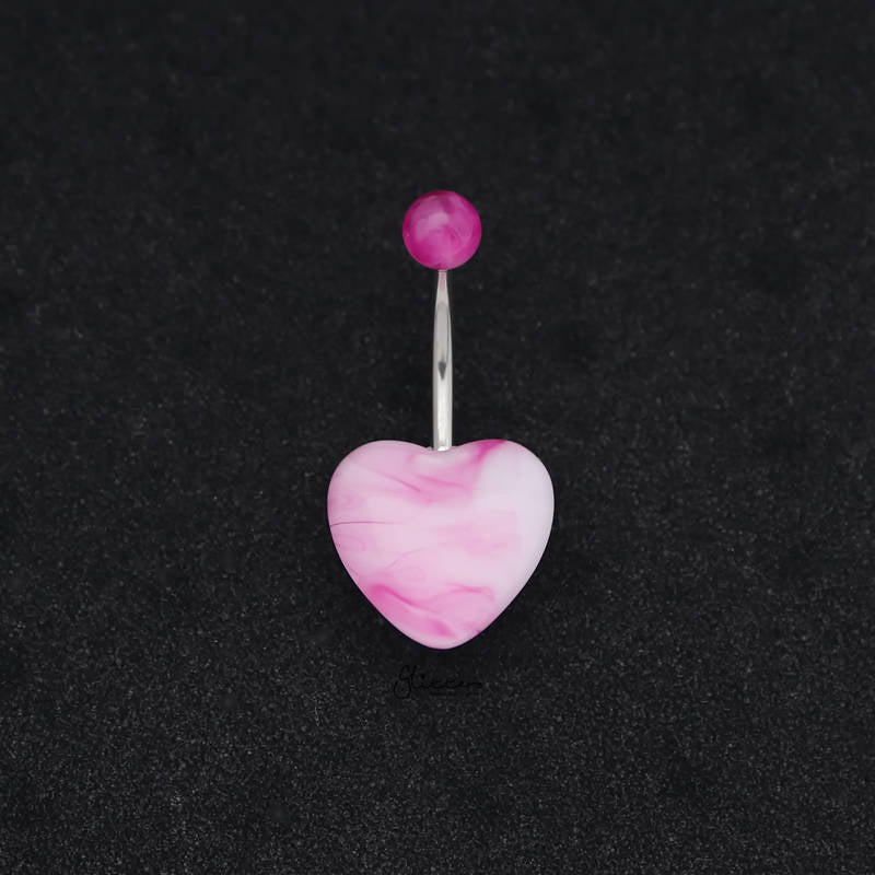 Marble Acrylic Heart Belly Button Navel Ring - Purple-Belly Ring, Body Piercing Jewellery-BJ0339-A_800-Glitters