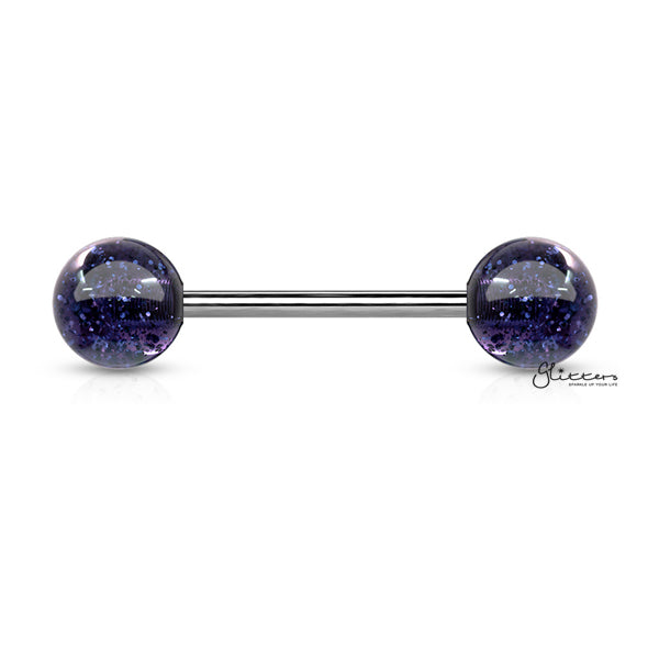Acrylic Color Ultra Glitters Ball with 14GA Surgical Steel Tongue Bar-Body Piercing Jewellery, Glitters, Nipple Barbell, Tongue Bar-BL2-A_600-Glitters
