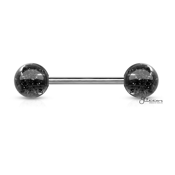 Acrylic Color Ultra Glitters Ball with 14GA Surgical Steel Tongue Bar-Body Piercing Jewellery, Glitters, Nipple Barbell, Tongue Bar-BL2-K_600-Glitters