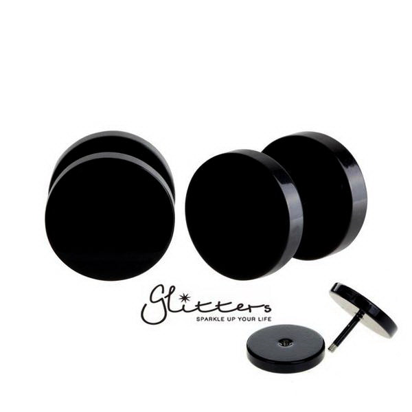 Stainless Steel Round Fake Plug-6mm | 8mm | 10mm-Best Sellers, Body Piercing Jewellery, earrings, Fake Plug, Jewellery, Men's Earrings, Men's Jewellery-Black_circle_earring_plugs_without_o_ring_grande_fcba2d6e-8e90-44cf-afd9-0feda9efbecb-Glitters