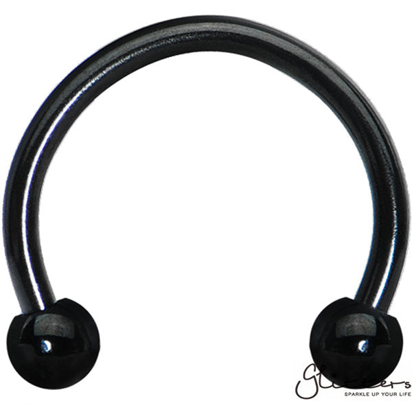 16 Gauge Black Titanium Ion Plated Surgical Steel Horseshoe/Circular Barbells with Ball-Body Piercing Jewellery, Horseshoe, Nipple Barbell, Septum Ring-CP00022-Glitters