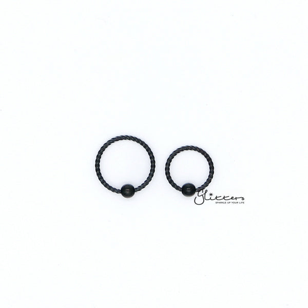 18GA Surgical Steel Twisted Rope Captive Bead Rings-Silver | Gold | Black-Body Piercing Jewellery, Captive Ring, Cartilage, Nose, Septum Ring-CP0012_-K-Glitters