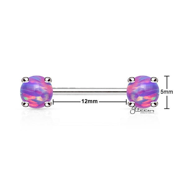 Surgical Steel Nipple Barbells with Prong Set Opal Ends - Opal Purple-Body Piercing Jewellery, Nipple Barbell-EB0003-A1_New_e0783b82-95d7-482d-b954-b637026e0299-Glitters