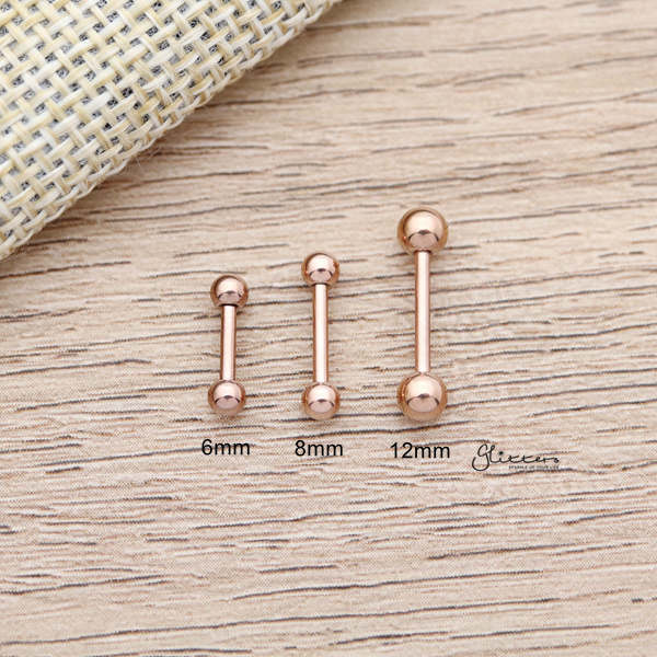 16Gauge 316L Surgical Steel Straight Barbells with Balls-6mm|8mm|10mm|12mm-Body Piercing Jewellery, Cartilage, Conch Earrings, Eyebrow, Helix Earrings, Nipple Barbell, Tragus-EB0012-RG_600-Glitters