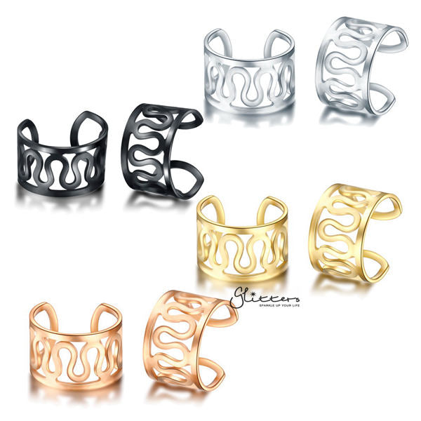 316L Surgical Steel Filigree Ear Cuffs - Non Piercing | Minimalist Ear Cuffs-Body Piercing Jewellery, Ear Cuffs, earrings, Jewellery, Women's Earrings, Women's Jewellery-EC0075-All_600-Glitters