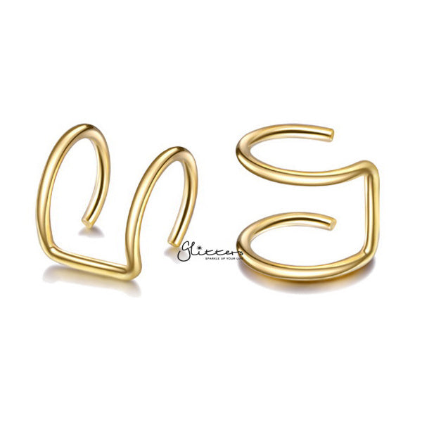 316L Surgical Steel Double Lines Ear Cuffs - Non Piercing | Minimalist Ear Cuffs-Body Piercing Jewellery, Ear Cuffs, earrings, Jewellery, Women's Earrings, Women's Jewellery-EC0077-g_600-Glitters
