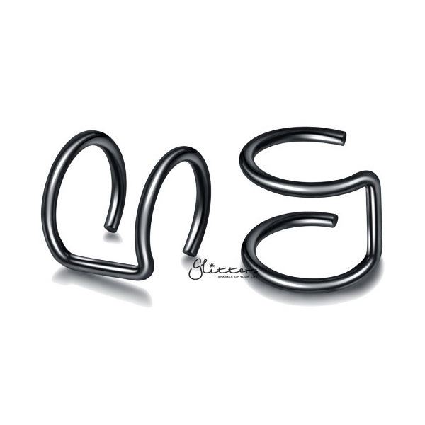 316L Surgical Steel Double Lines Ear Cuffs - Non Piercing | Minimalist Ear Cuffs-Body Piercing Jewellery, Ear Cuffs, earrings, Jewellery, Women's Earrings, Women's Jewellery-EC0077-k_600-Glitters