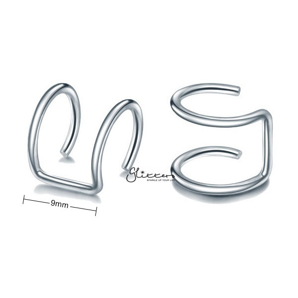 316L Surgical Steel Double Lines Ear Cuffs - Non Piercing | Minimalist Ear Cuffs-Body Piercing Jewellery, Ear Cuffs, earrings, Jewellery, Women's Earrings, Women's Jewellery-EC0077-s_600_New-Glitters
