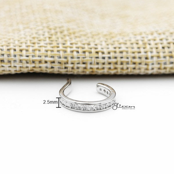One Line C.Z Ear Cuffs - Non Piercing Ear Cuffs-Body Piercing Jewellery, Cubic Zirconia, Ear Cuffs, earrings, Jewellery, Women's Earrings, Women's Jewellery-EC0087-S_600_New-Glitters