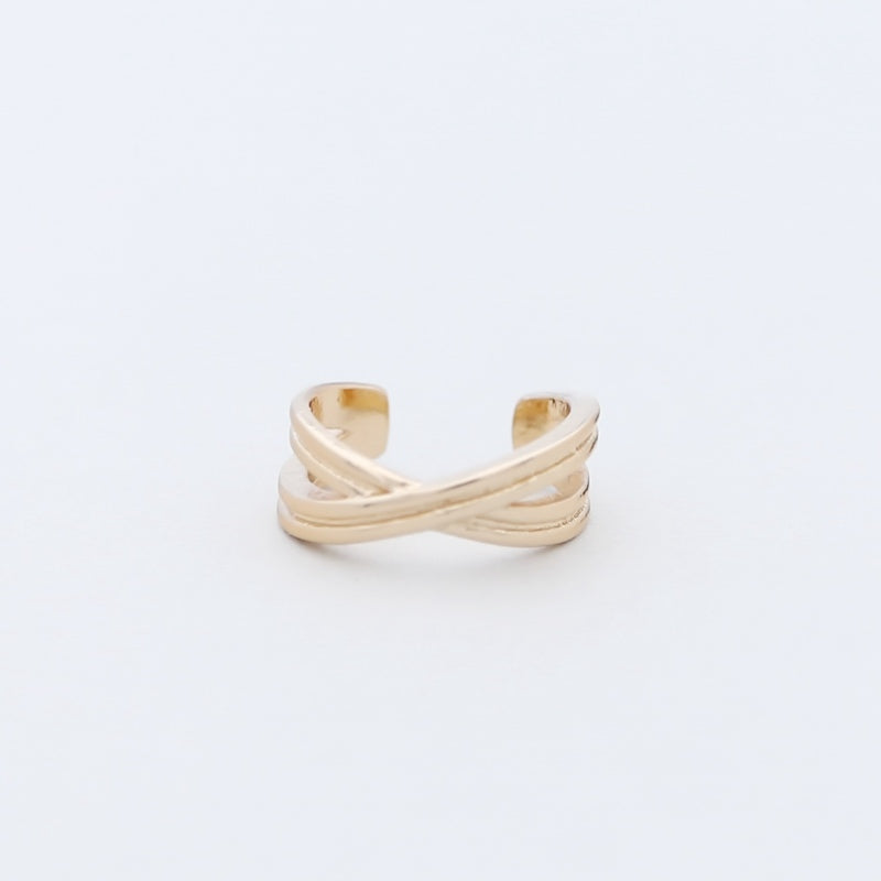 Cross Lines Ear Cuff - Gold-Body Piercing Jewellery, Ear Cuffs, earrings, Jewellery, Non-Pierced, Women's Earrings, Women's Jewellery-EC0091-G1-800-Glitters