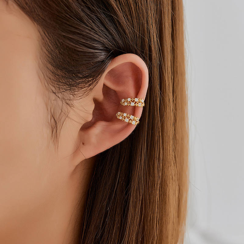 Multi CZ Ear Cuff - Gold-Body Piercing Jewellery, Cubic Zirconia, Ear Cuffs, earrings, Jewellery, Non-Pierced, Women's Earrings, Women's Jewellery-EC0095-GM_07abe20f-acf7-4f09-9e85-1e9b18c8f44c-Glitters