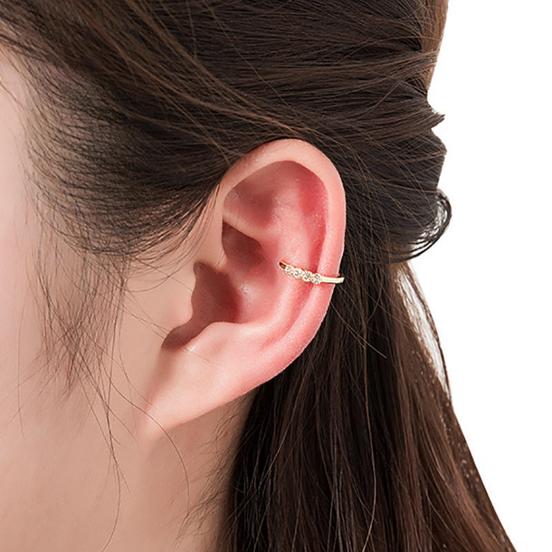 One Line CZ Ear Cuff - Silver-Body Piercing Jewellery, Cubic Zirconia, Ear Cuffs, earrings, Jewellery, Non-Pierced, Women's Earrings, Women's Jewellery-EC0096-GM-Glitters