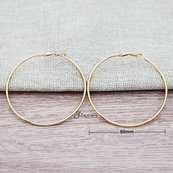 Stainless Steel Plain Wire Circle Hoop Women's Earrings - Gold-earrings, Hoop Earrings, Huggie Earrings, Jewellery, Stainless Steel, Women's Earrings, Women's Jewellery-ER0080-G-04_New-Glitters