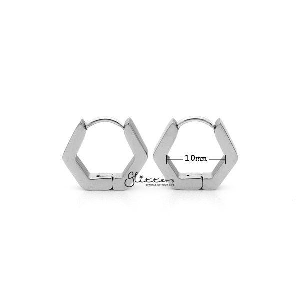Stainless Steel Hexagon Huggie Hoop Men's Earrings-earrings, Hoop Earrings, Huggie Earrings, Jewellery, Men's Earrings, Men's Jewellery, Stainless Steel-ER0121_Hexagon_02_New-Glitters