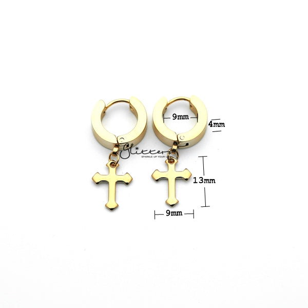 10kt Yellow Gold Unisex Cubic-Zirconia Cross Religious Dangle Leverbac –  Orlando Gold Ko