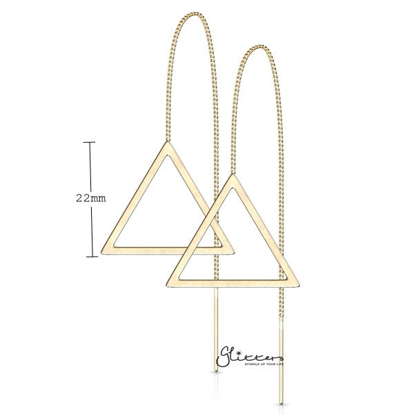 Stainless Steel Free Falling Chain Earrings with Hollow Triangle - Gold-Chain Earring, Earrings, Jewellery, Stainless Steel, Women's Earrings, Women's Jewellery-ER1452_G_New-Glitters