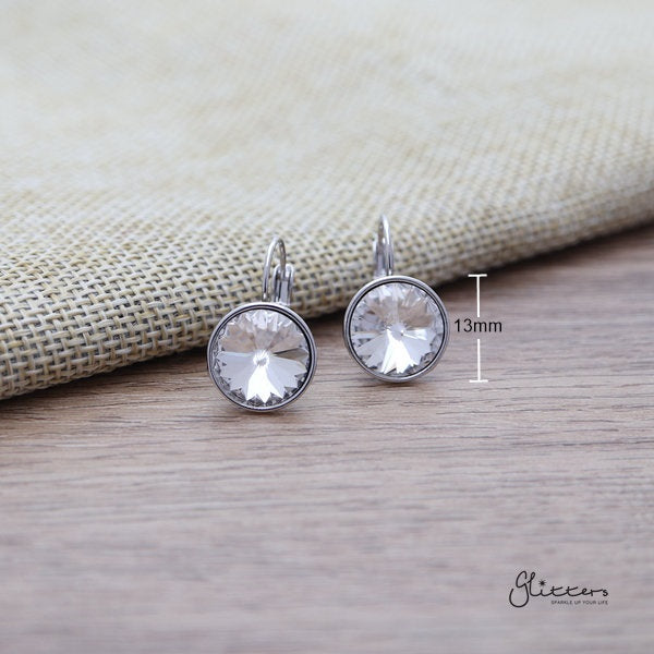 Round Crystal Hook Earrings - 5 Colour Options-Crystal, earrings, Hook Earring, Jewellery, Women's Earrings, Women's Jewellery-ER1466-0_New-Glitters