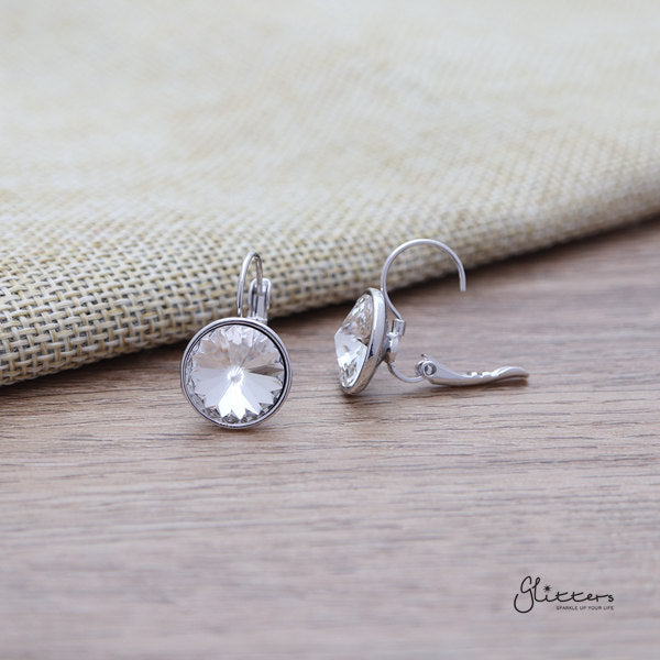 Round Crystal Hook Earrings - 5 Colour Options-Crystal, earrings, Hook Earring, Jewellery, Women's Earrings, Women's Jewellery-ER1466-2-Glitters