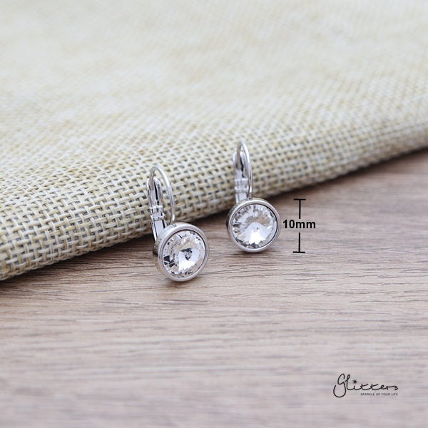 Round Crystal Hook Earrings - 8 Colour Options-Crystal, earrings, Hook Earring, Jewellery, Women's Earrings, Women's Jewellery-ER1467-01_New-Glitters