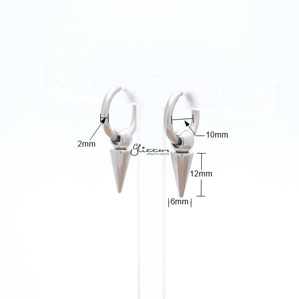 Stainless Steel Cone Shape Drop Huggie Hoop Earrings-earrings, Hoop Earrings, Huggie Earrings, Jewellery, Men's Earrings, Men's Jewellery, Stainless Steel, Women's Earrings-ER1468S_New-Glitters