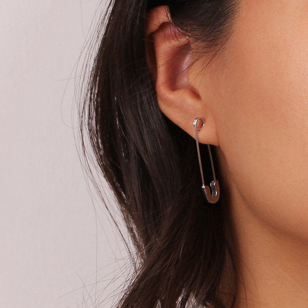 Stainless Steel Safety Pin Earrings-earrings, Jewellery, Men's Earrings, Men's Jewellery, Stainless Steel, Women's Earrings, Women's Jewellery-ER1471-m-Glitters