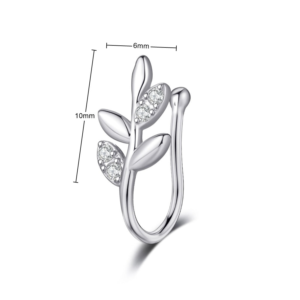 Leaf Non Piercing Nose Ring-Body Piercing Jewellery, Cubic Zirconia, Non-Pierced, Nose Piercing Jewellery, Nose Ring, Nose Studs-FNS02_3__New-Glitters