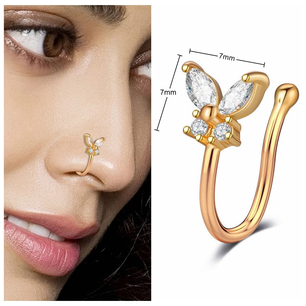 Amazon.com: Nose Jewelry Fashion Cross Nose Rings Hoops Fake Nose Rings  Clip On Circle Nose Fake Nose Piercings Metal (C, One Size) : Clothing,  Shoes & Jewelry