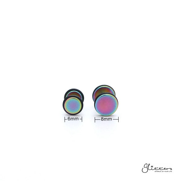 Titanium Ion Plated Over Stainless Steel Round Fake Plug with 2 "O" Rings-6mm | 8mm-Body Piercing Jewellery, earrings, Fake Plug, Jewellery, Men's Earrings, Men's Jewellery-FP0003-02_New-Glitters