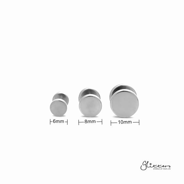 316L Stainless Steel Round Fake Plug-6mm | 8mm | 10mm-Body Piercing Jewellery, earrings, Fake Plug, Jewellery, Men's Earrings, Men's Jewellery, Stainless Steel-FP0003-S-1_New-Glitters